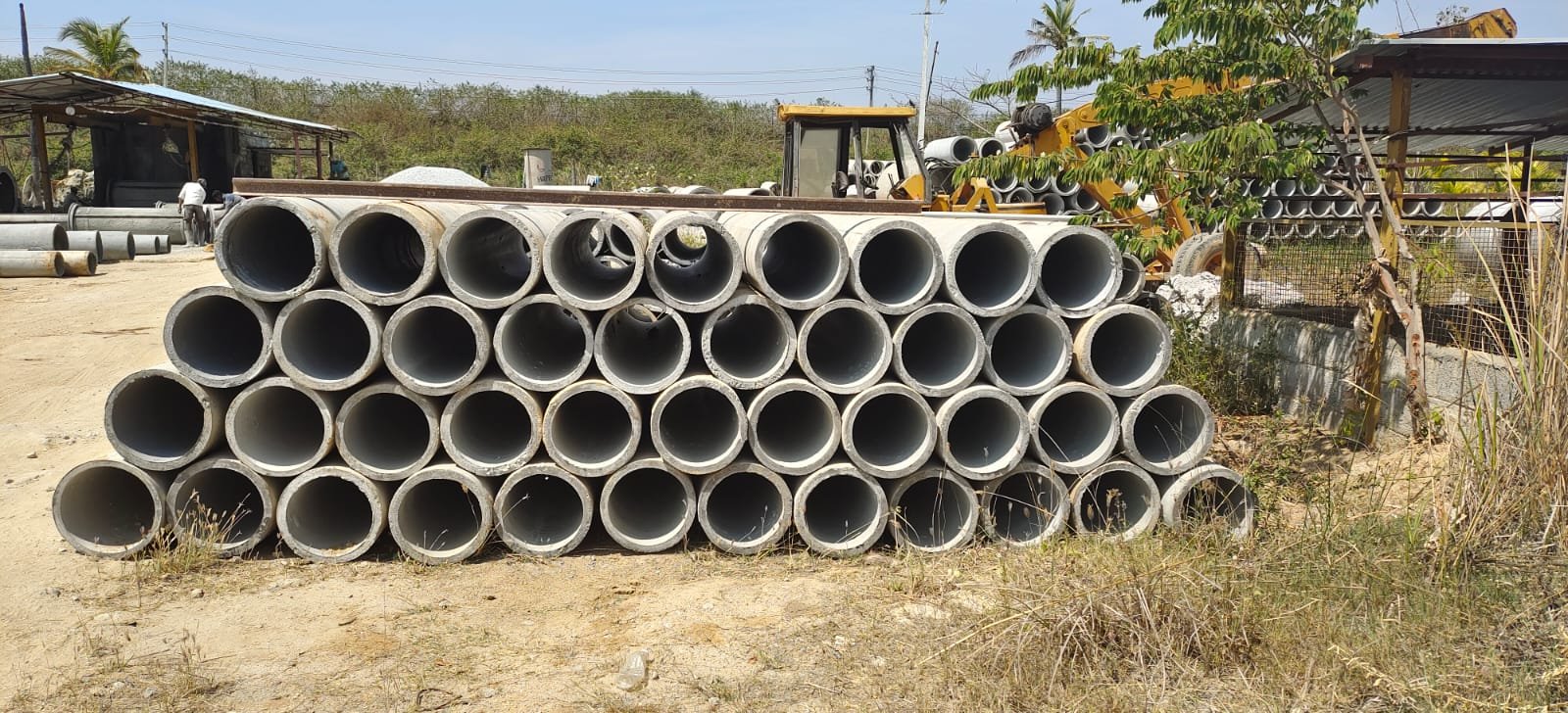 RCC pipes stacked at BKN Tiptur yard